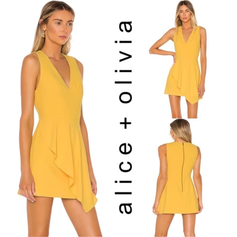Alice + Olivia Callie Asymmetrical Drape Dress Women’s Size 8 NWT